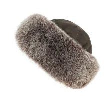 Ksenia Fox Fur Hat Leather & Brown Fox - Traclet Reference: 3051 | Traclet Hat Shop