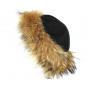 Women's Black Fur & Leather Hat - Traclet