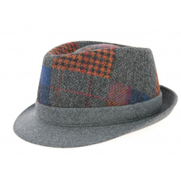 Chapeau Trilby Carlo Patchwork Laine Anthracite- Crambes