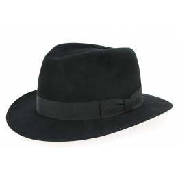Brisbane Black Shaved Fur Felt Fedora Hat - Crambes