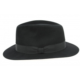 Brisbane Fedora Hat in Black Shaved Fur Felt - Crambes