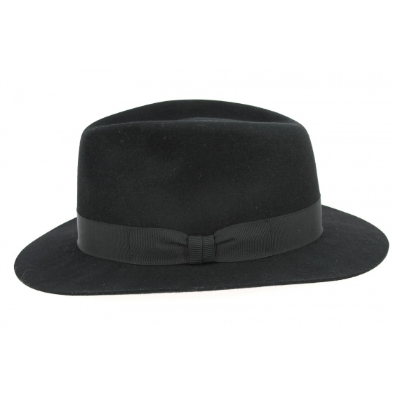 Chapeau Fedora Brisbane Feutre Poil Rasé Noir- Crambes