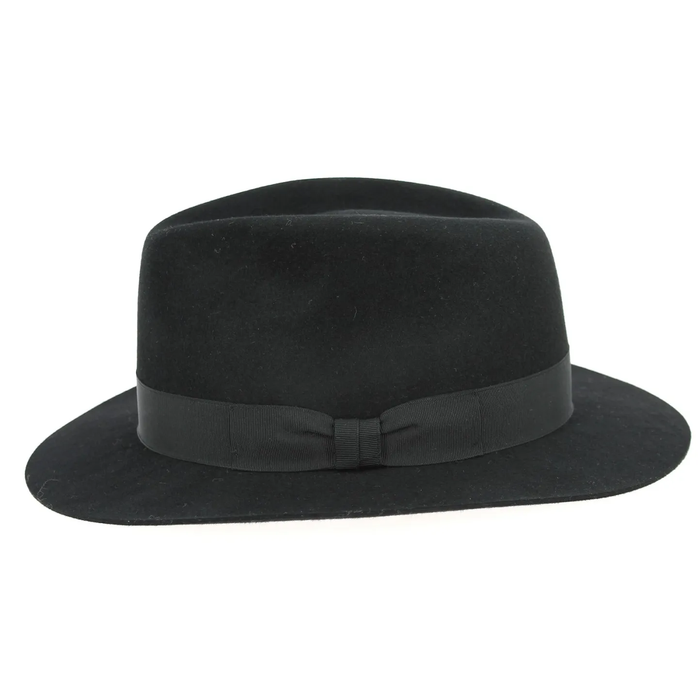 Brisbane Black Shaved Fur Felt Fedora Hat - Crambes Reference: 528 | Traclet Hat Shop