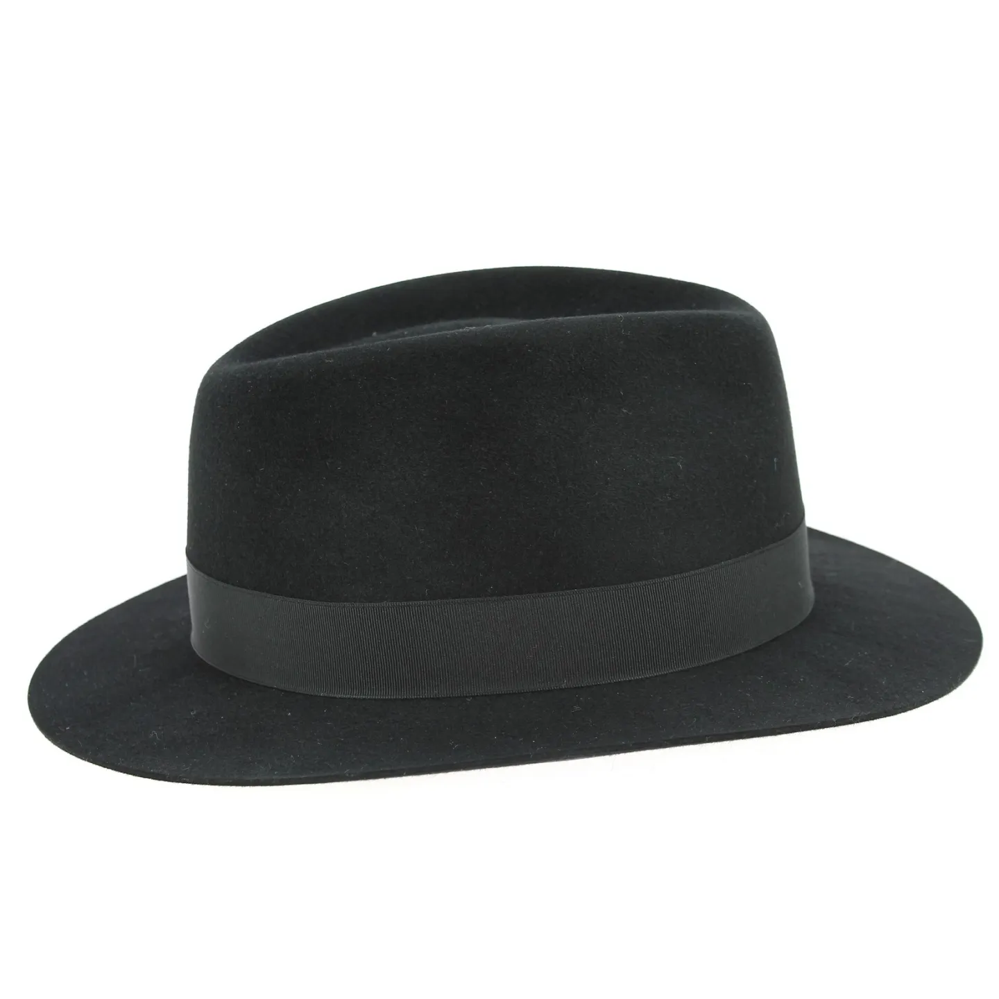 Brisbane Black Shaved Fur Felt Fedora Hat - Crambes Reference: 528 | Traclet Hat Shop