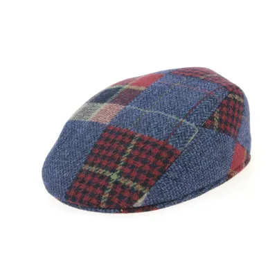 Casquette Plate Norris Patchwork Bleu & Bordeaux- Crambes Reference : 1331 | Chapellerie Traclet