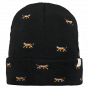 Vinson Short Beanie with Tiger Embroidery Black - Barts