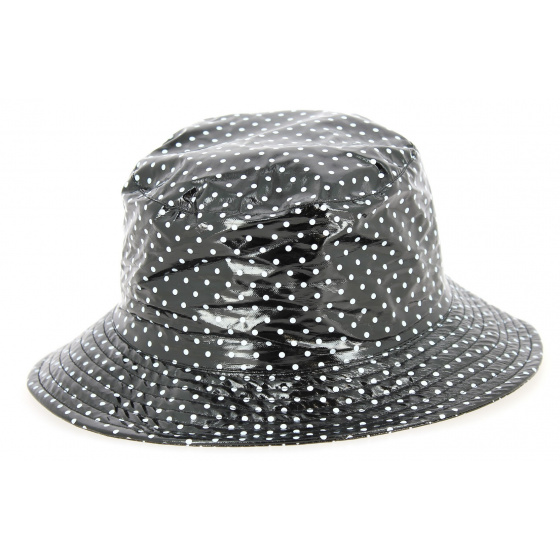 Amenie Polka Dot Rain Hat in Black - Traclet