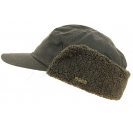 Brown Waxed Cotton Timber Cap with Ear Flaps UPF50+ - Hatland