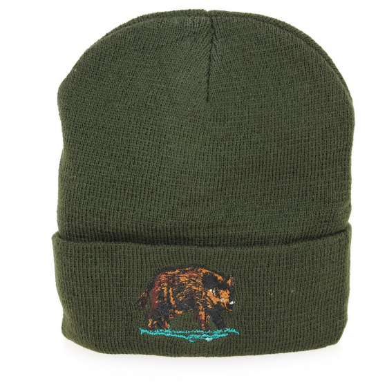 Hunting Beanie with Wild Boar Embroidery - Traclet