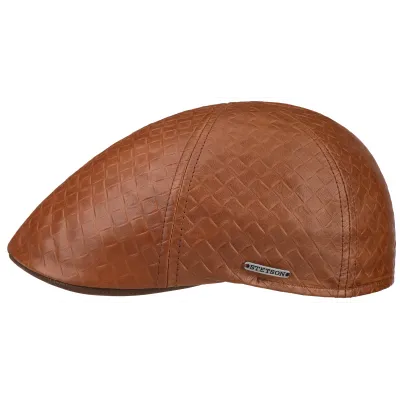 Brown Leather Embossed Texas Duck Bill Cap - Stetson Reference: 6672 | Traclet Hat Shop