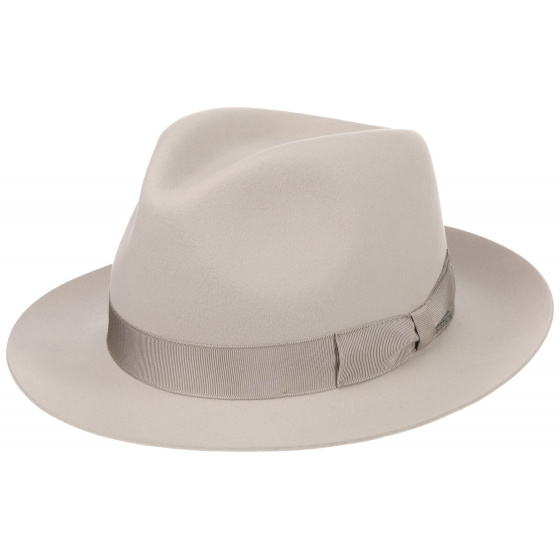 Light Gray Fur Felt Bogart Penn Fedora Hat - Stetson