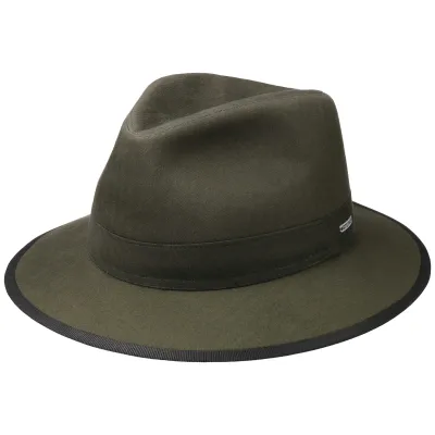Olive Cotton Herringbone Traveller Hat - Stetson Reference: 9888 | Traclet Hatters