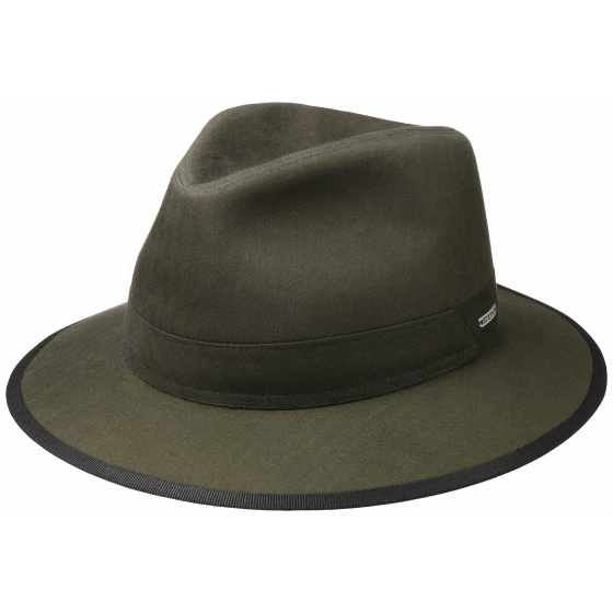 Olive Cotton Herringbone Traveller Hat - Stetson
