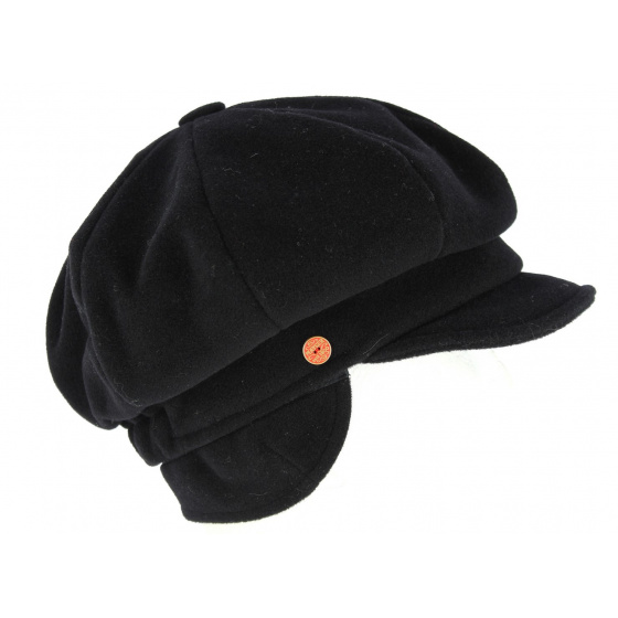 Black Camilla Plus Newsboy Cap with Ear Flaps - Mayser