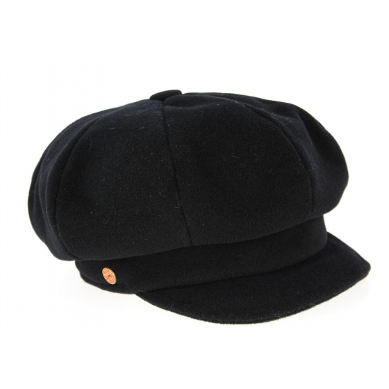 Black Camilla Plus Newsboy Cap with Ear Flaps - Mayser Black Camilla Plus Newsboy Cap with Ear Flaps - Mayser