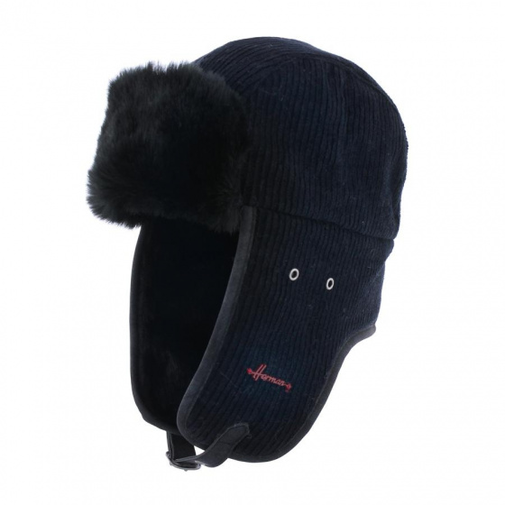Black Faux Fur Velvet Buck Ushanka - Herman