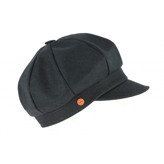 Antje Linen Black Newsboy Cap - Mayser