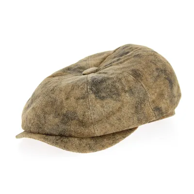 8-Panel Vabre Brown Leather Cap - Traclet Reference: 9913 | Traclet Hat Shop