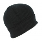 Short Black Wool Beanie with Cuff Pachino - Traclet