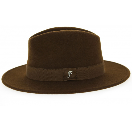 Brown Wool Felt Fedora Hat - Traclet