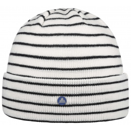 Hammaburg Striped Wool Beanie White & Navy - Stetson