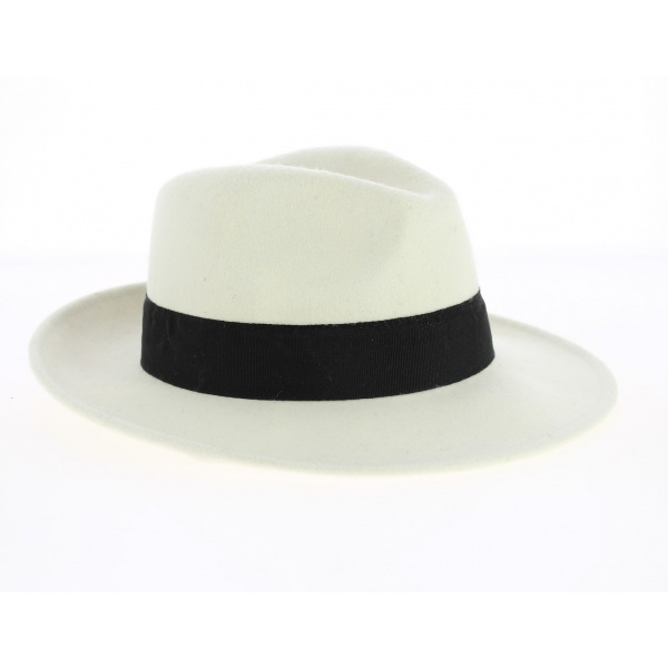 white wool fedora hat