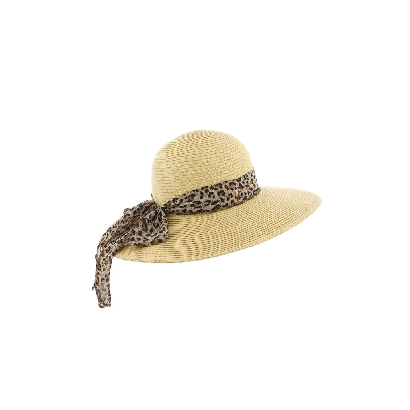 Capeline Queen Pastel Paille Papier Beige & Léopard- Herman Reference : 3552 | Chapellerie Traclet