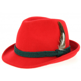 Erlangen Red Wool Felt Tyrolean Hat - Traclet