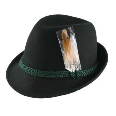 Chapeau Tyrolien Erlangen Feutre Laine Noir- Traclet  Reference : 9990 | Chapellerie Traclet