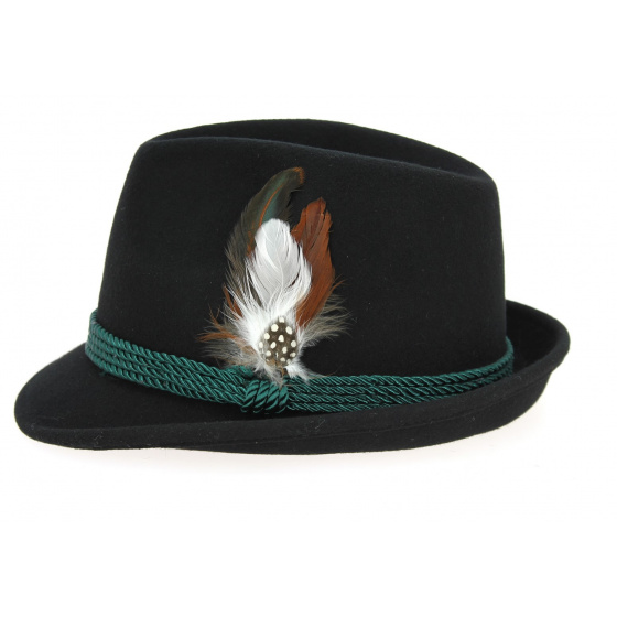 Chapeau Tyrolien Erlangen Feutre Laine Noir - Traclet