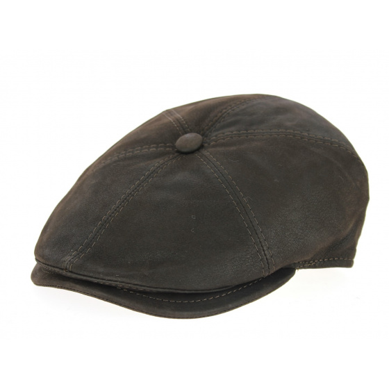 Casquette Cuir Homme Basile Marron - Traclet