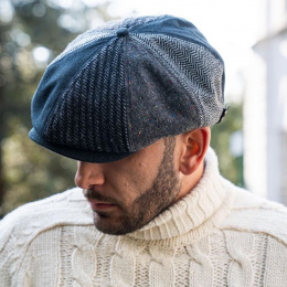 Essen Patchwork Wool Grey & Black Cap- Traclet