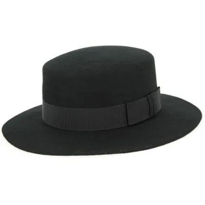 Peillon Black Wool Felt Boater Hat - Traclet Reference: 9998 | Traclet Hatmakers