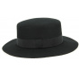 Peillon Black Wool Felt Boater Hat - Traclet