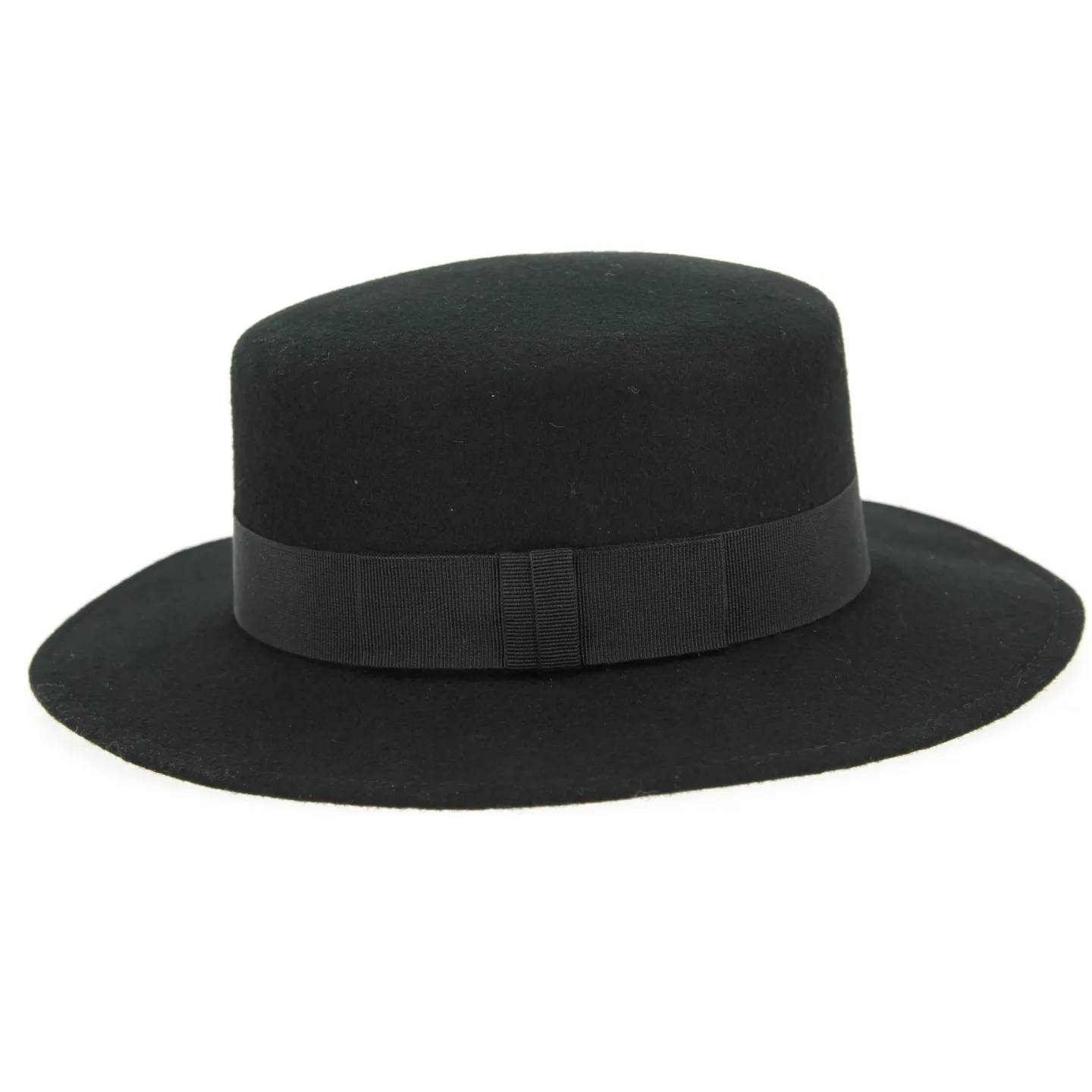 Canotier Peillon Feutre Laine Noir- Traclet  Reference : 9998 | Chapellerie Traclet