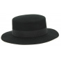 Peillon Black Wool Felt Boater Hat - Traclet