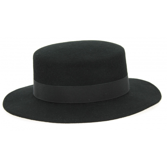 Canotier Peillon Feutre Laine Noir- Traclet
