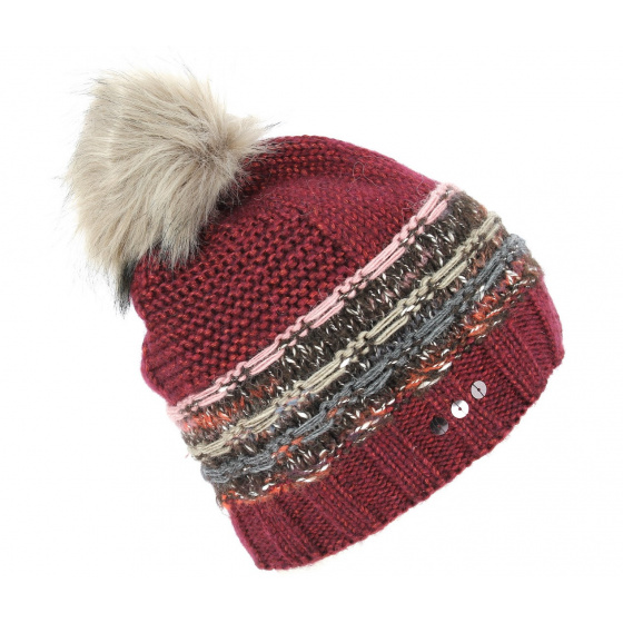 Burgundy Birlou Pompom Beanie - Traclet