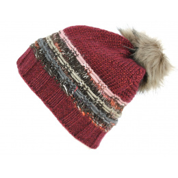 Burgundy Birlou Pompom Beanie - Traclet