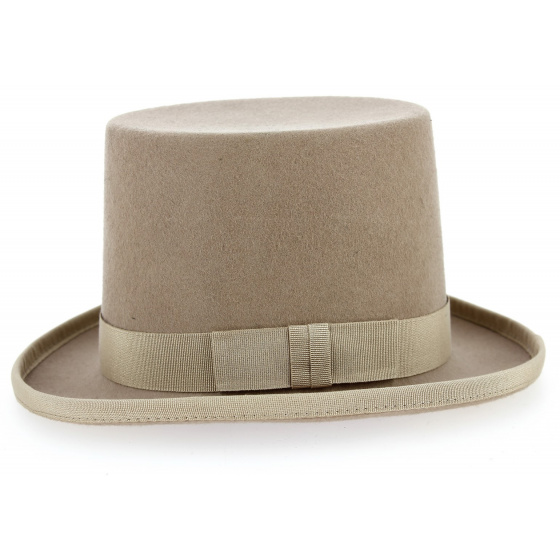 Beige Wool Felt Top Hat - Traclet