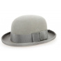 Pearl Gray Wool Felt Bowler Hat - Traclet