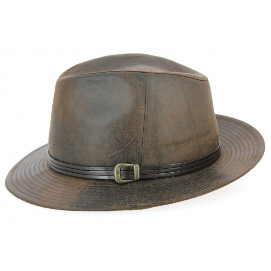 Fedora Hat Nanno Imitation Leather Brown - Traclet