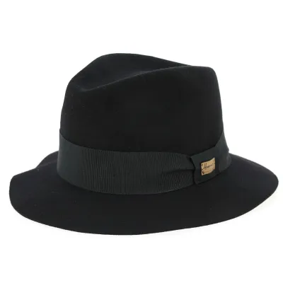 Black Wool Felt Fedora Hat Maxwell - Herman  Reference: 10025 | Traclet Hat Shop