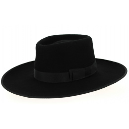 Sinsheim Wide Brim Wool Felt Hat in Black - Traclet