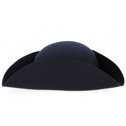 Navy Blue Wool Felt Tricorn Hat - Traclet