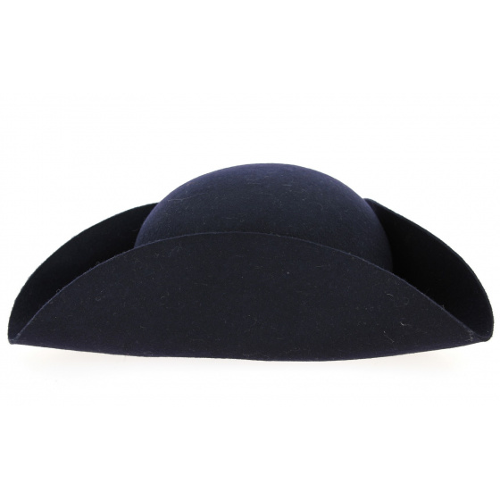 Navy Blue Wool Felt Tricorn Hat - Traclet Navy Blue Wool Felt Tricorn Hat - Traclet