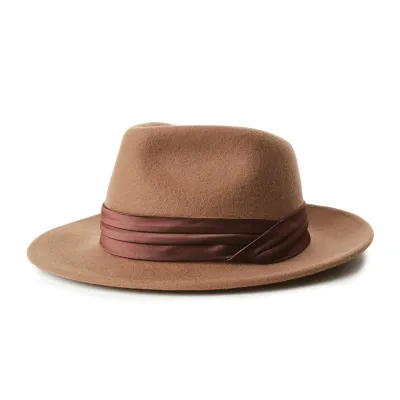 Chapeau Fedora Goodman Feutre Laine Camel- Brixton Reference : 10057 | Chapellerie Traclet