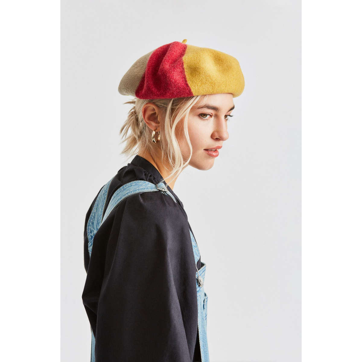 yellow wool beret