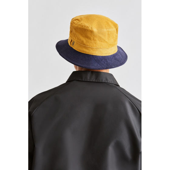 Chapeau Bob Shield Velours Bleu Marine & Jaune- Brixton