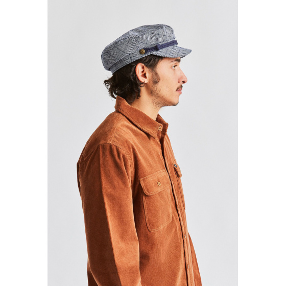 Navy Blue Fiddler Sailor Cap in Linen & Cotton - Brixton